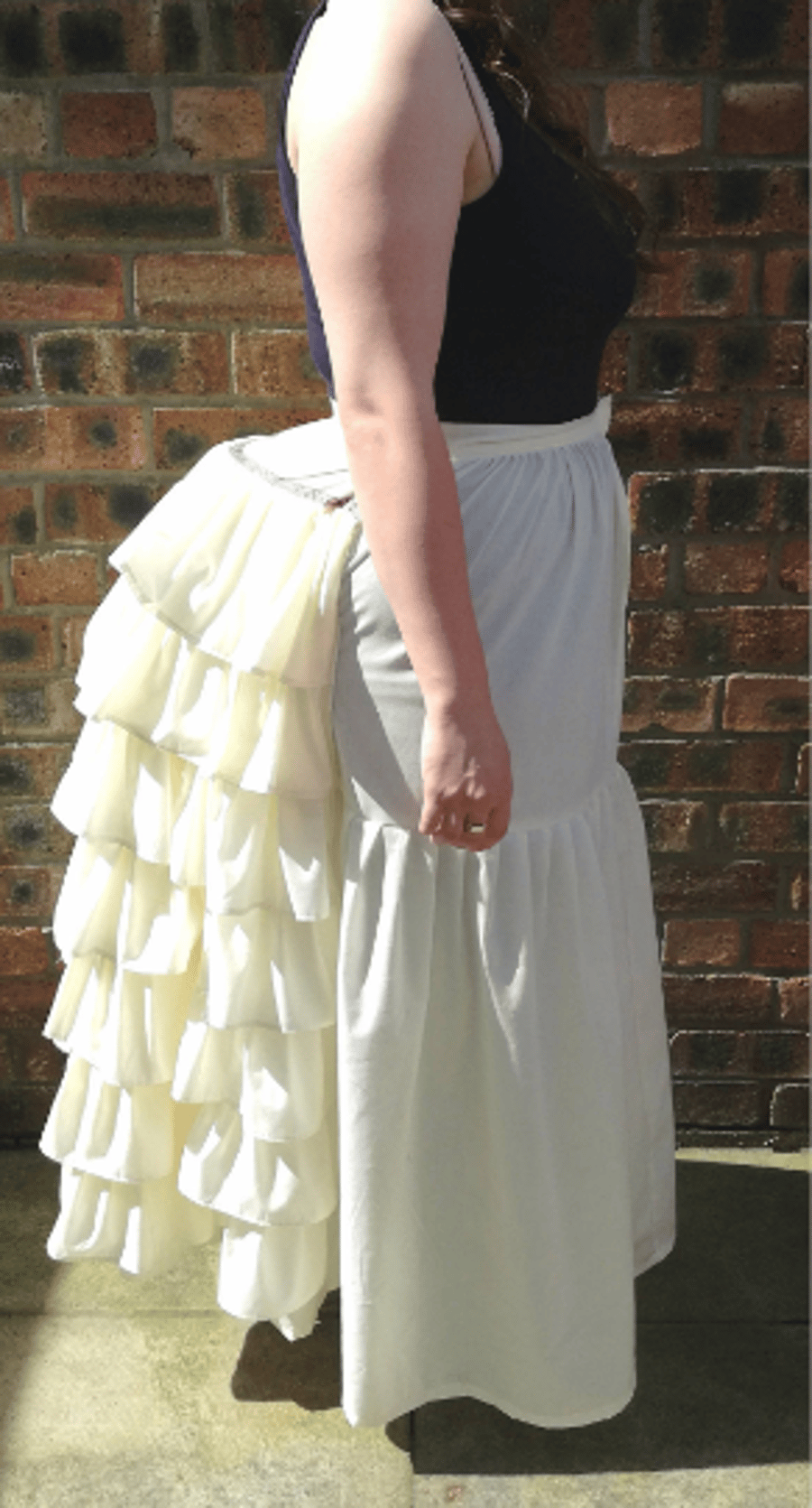Hand made Victorian bustle cage in cream cotton