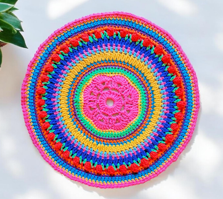 colourful crochet mandala doily