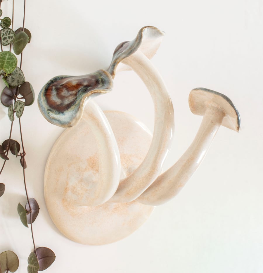 Mushroom Hangers - Melty Glazed Decorative Hooks