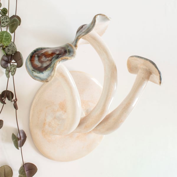 Mushroom Hangers - Melty Glazed Decorative Hooks