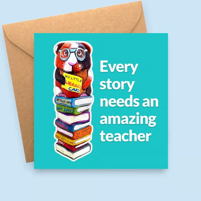 Teacher Appreciation Card with Guinea Pig - End of Term School Gift