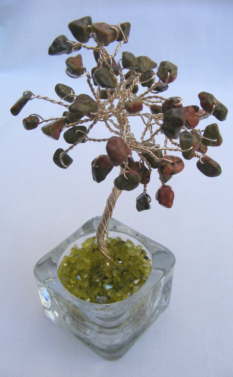 Unakite Gemstone tree of life ornament