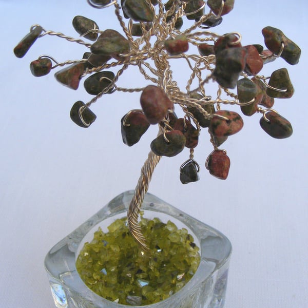 Unakite Gemstone tree of life ornament