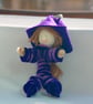 Little Purple Felt Elf Bag Charm or Keyring - Image 1