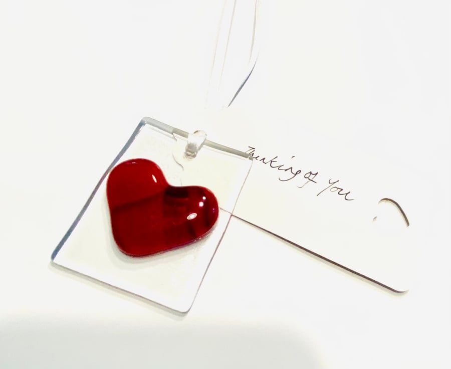 Fused glass heart  with personalised message