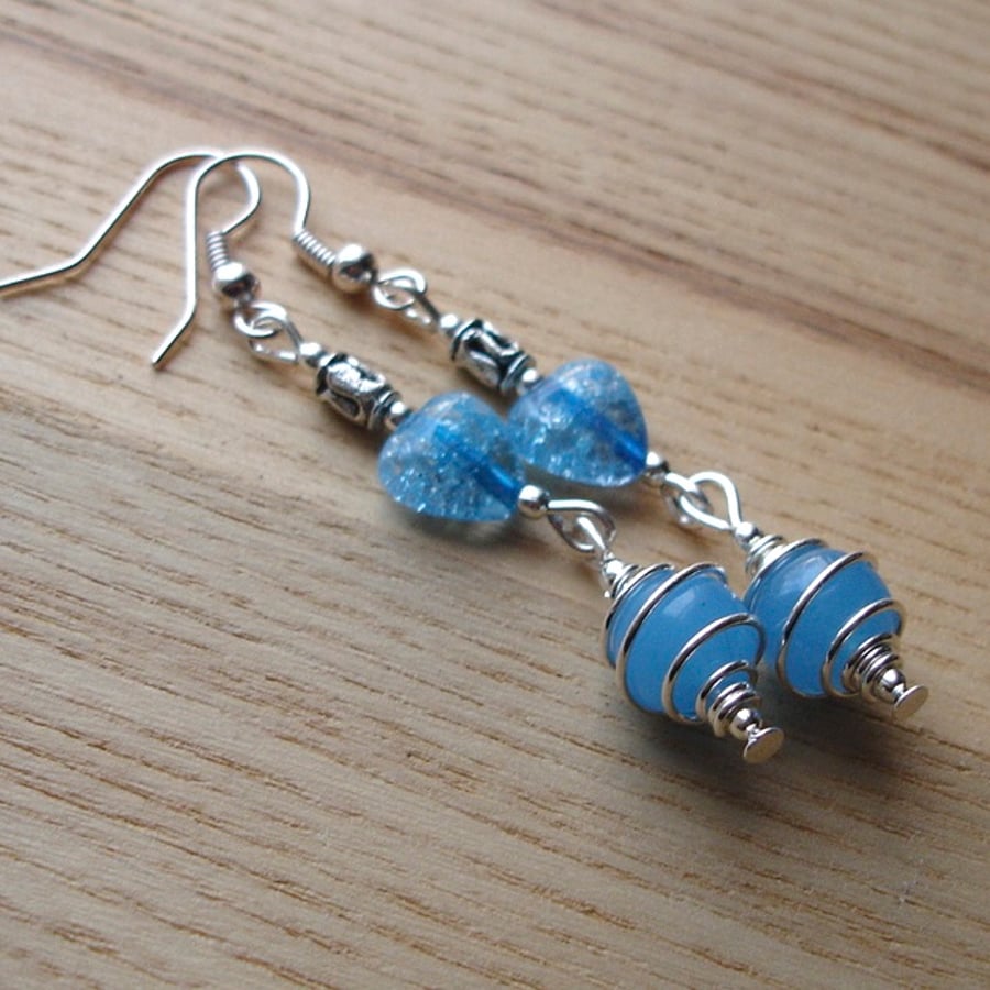 Turquoise Swirl Bead Earrings