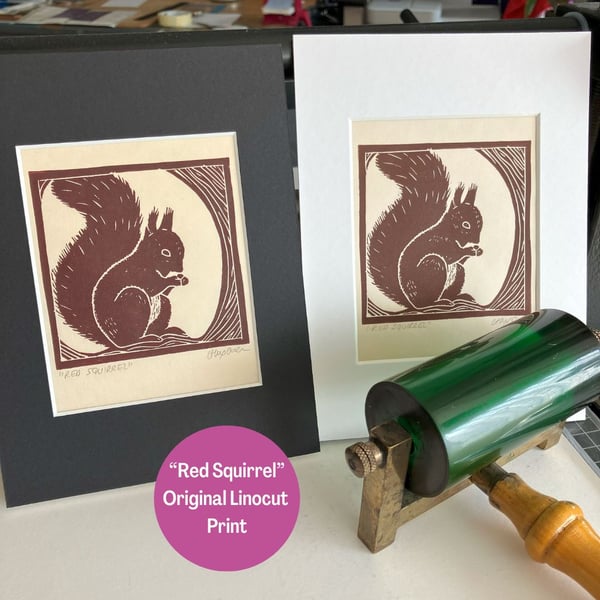 Lino Print - Red Squirrel