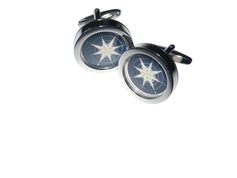 Cream Star cufflinks, free shipping, gift wrapped, sharp image, Ref 3540