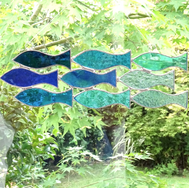 Stained Glass Handmade Hanging Decoration Shoal... Folksy