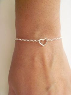 Minimal Sterling Silver Open Heart Bracelet
