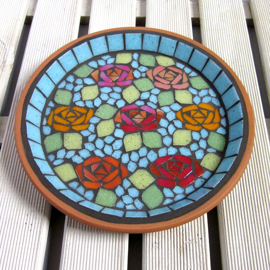 Canal Folk Art Mosaic Garden Bird Bath