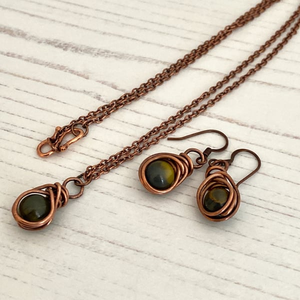 Wire Wrapped Pietersite Pendant and Necklace Set