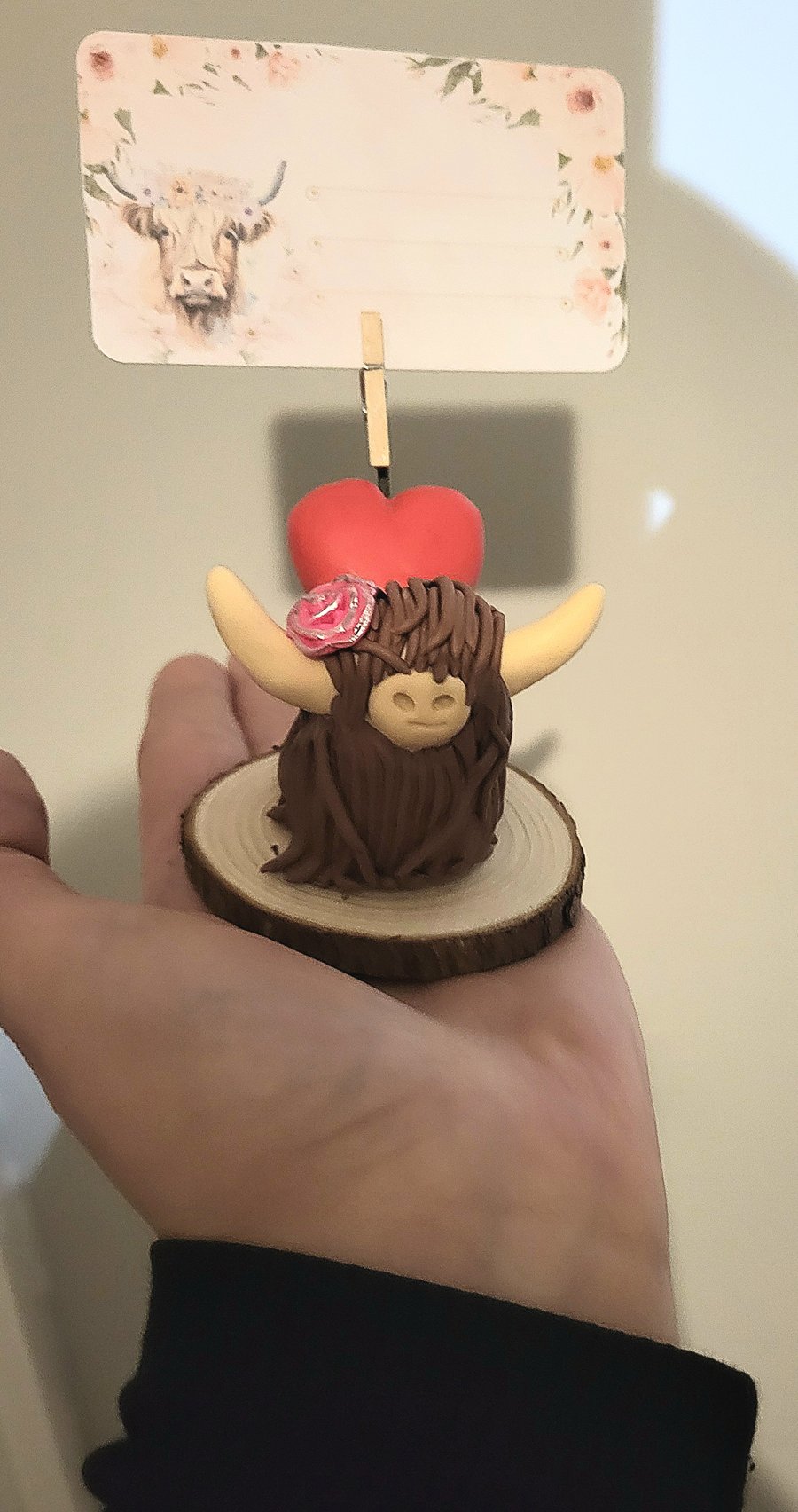 Cute Highland coo card holder- Heart design