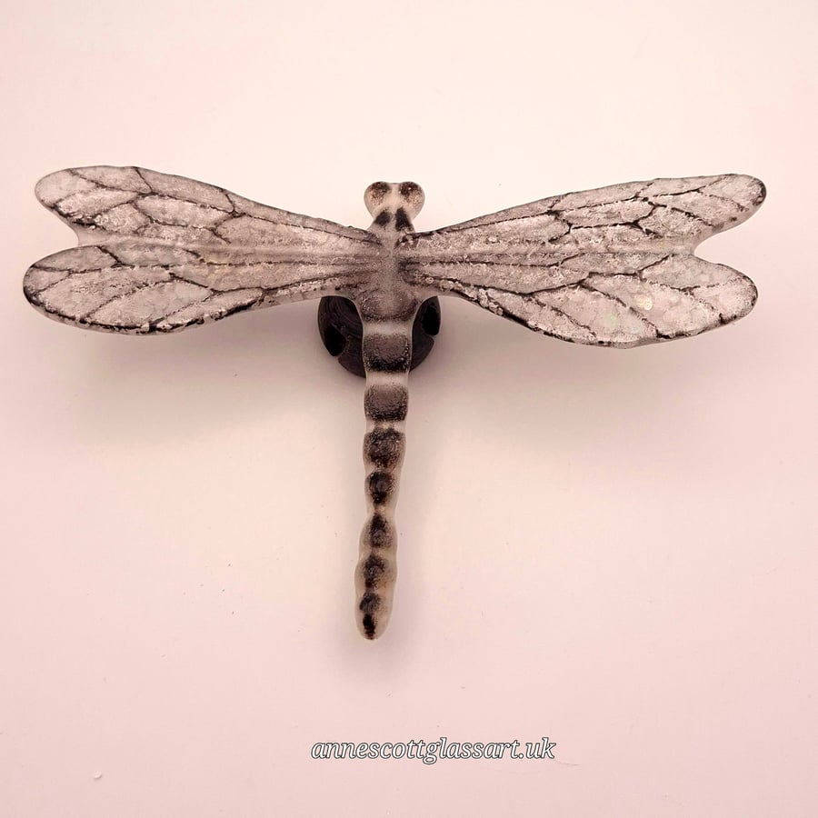 Handmade Fused Glass Dragonfly Garden Stake “Dory “