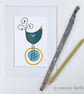 Blackbird In The Pond, bird illustration, original Giclee print - Image 3