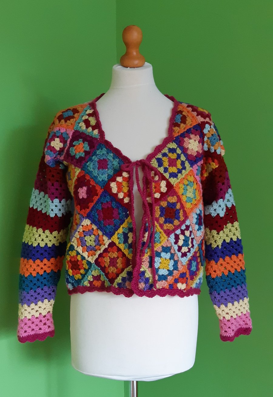 Crochet Cardigan in Granny Squares and Stripes. Crochet Pattern. PDF Pattern