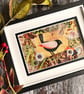 Mixed media collage of bird, gift for bird lover, nature lover, textile art,  - Image 1