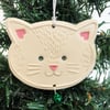 Ceramic Cat decoration with little bell (cream)