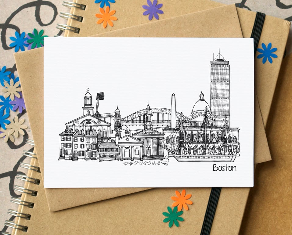Boston Skyline Greetings Card