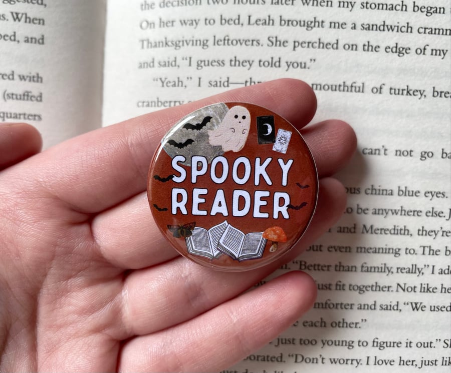 Spooky Reader Book Lover Pin Badge