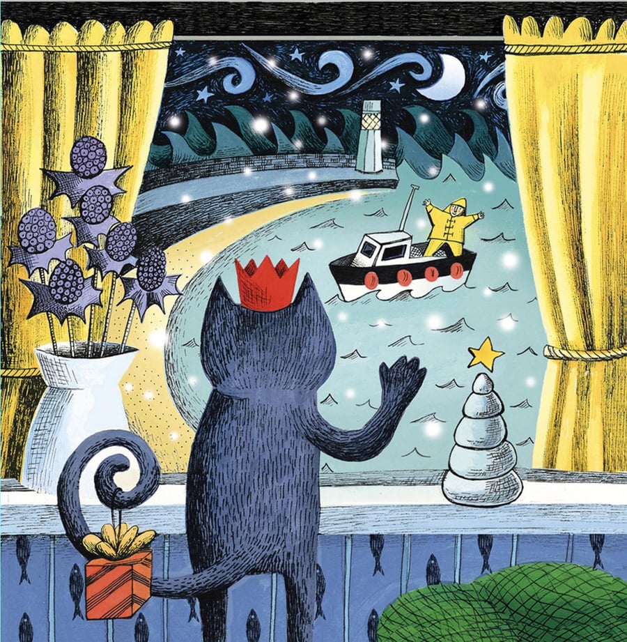 Star of Christmas - 6x6inch cards- 3 or 10 pack. A Cat and his ...