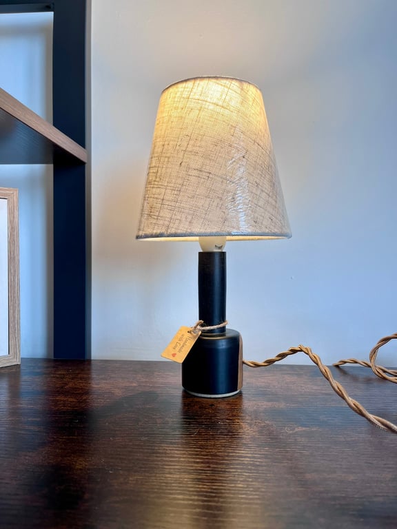 Turned Ebony Bedside Lamp – Handmade Luxury Wooden Table Light