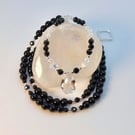 Quartz Teardrop, Spinel & Onyx Necklace, Birthday, Anniversary, Gifts For Her