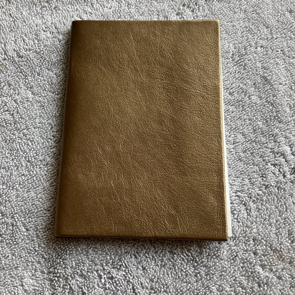 A6: Softcover - Gold coloured Leather bound Sketchbook - FREE SHIPPING