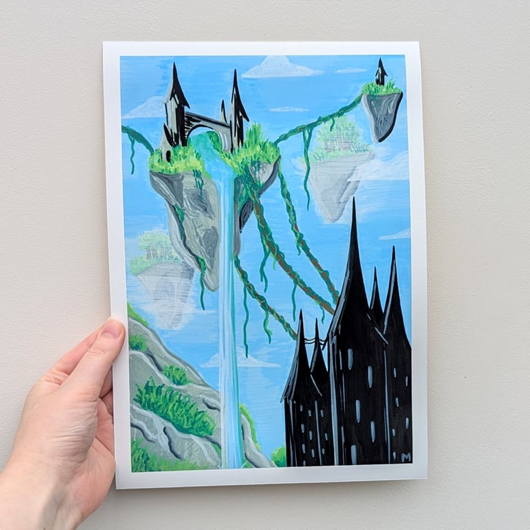 Floating Islands and Castles A4 Art Print