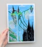 Floating Islands and Castles A4 Art Print