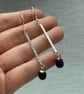 Petrol Blue Stripe Drop Earrings - Handmade, Sterling Silver - Image 4