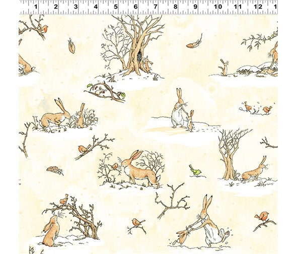 Fat Quarter Guess How Much I love You Hares In The Forest Cream 100% Cotton Quil