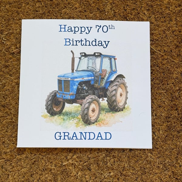 Blue Tractor Birthday or Father's Day Card,Watercolour Style, Personalised Card