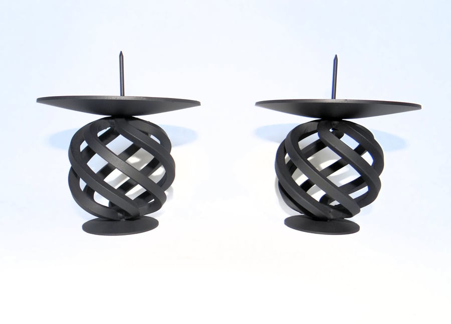 Small wrought iron traditional table top candle holders