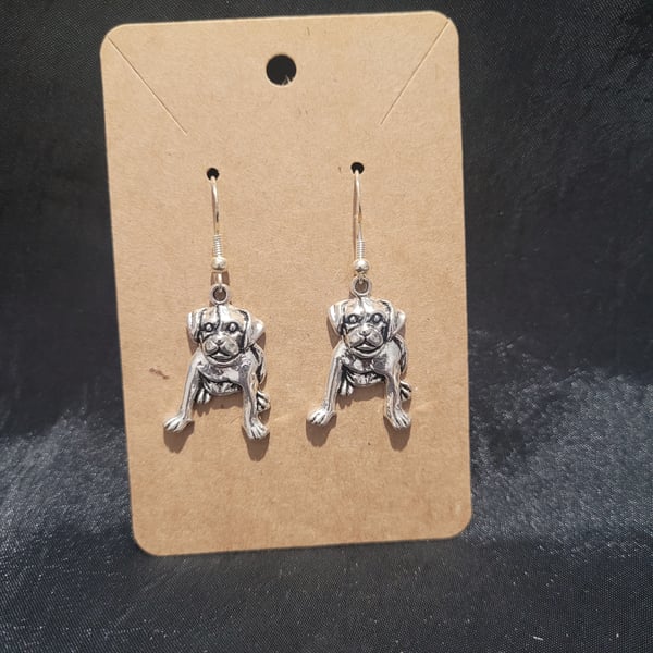 S925 Sterling Silver Earrings - Bulldog