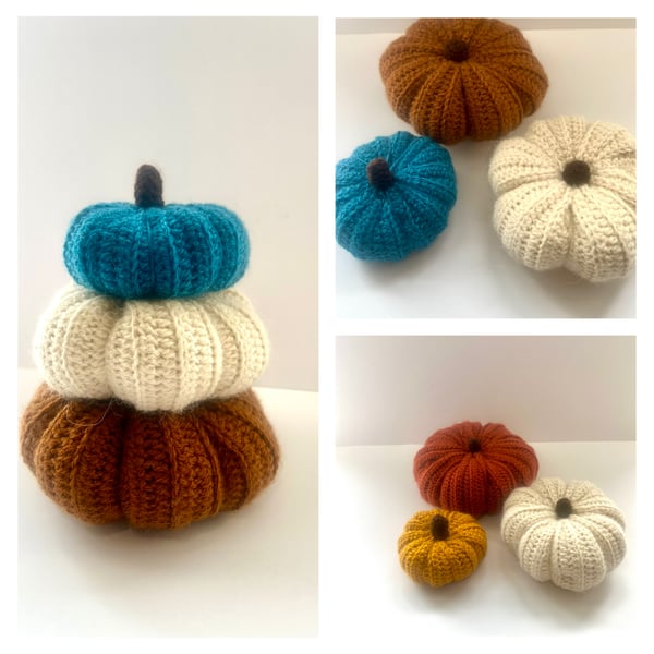 Crochet pumpkins, autumnal home decor, soft furnishings