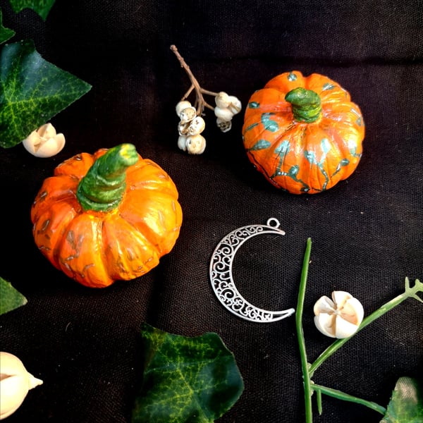 Hand painted Clay Pumpkins 