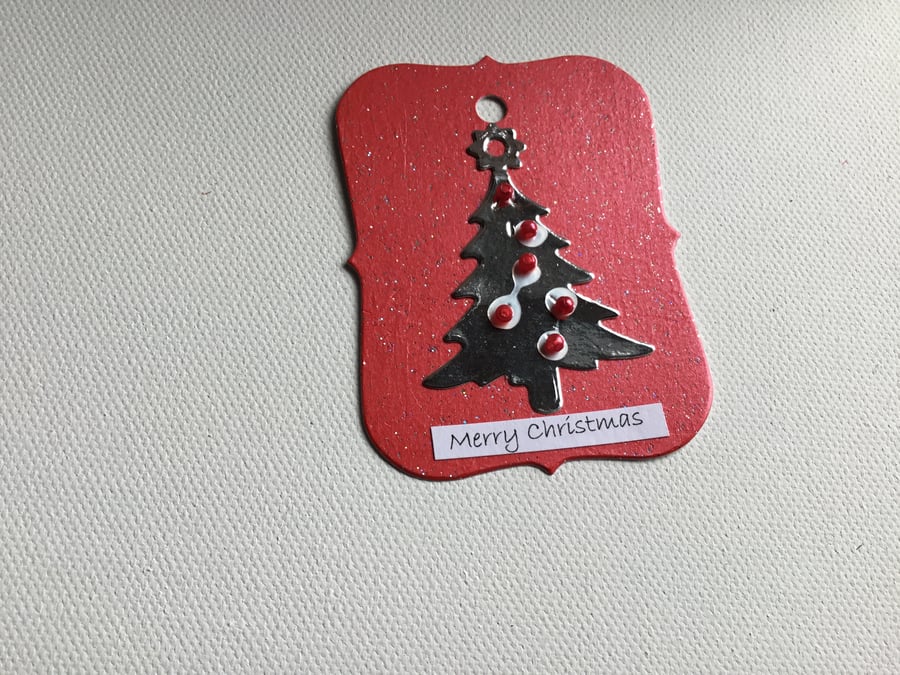 Gift tag. Gift wrap. Handmade gift tag. Christmas tree gift tag. CC593