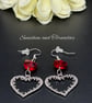 Gothic Barbed Heart Earrings - Red Heart Earrings - Handmade - Drop Earrings - Image 5