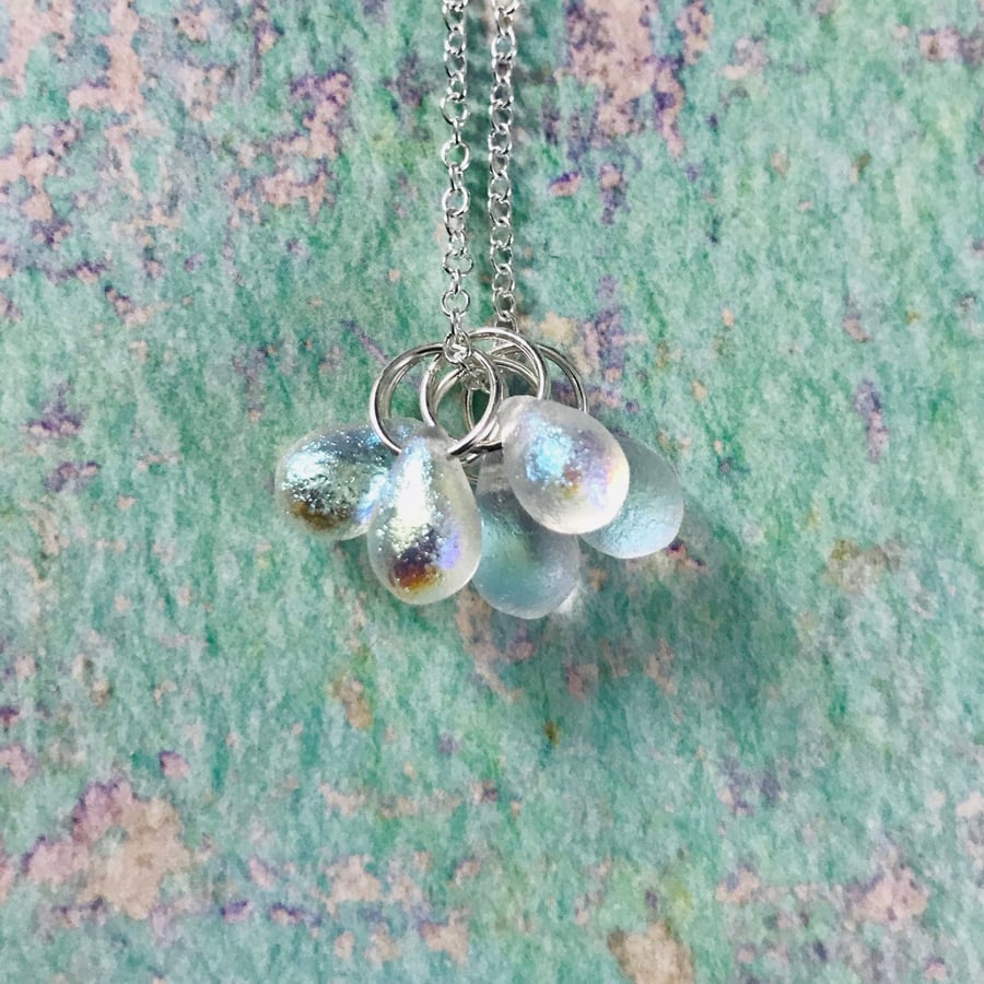 Iridescent Czech Glass Cluster Necklace 