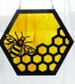 Stained Glass Honey Bee Suncatcher Hexagonal Design - Image 3
