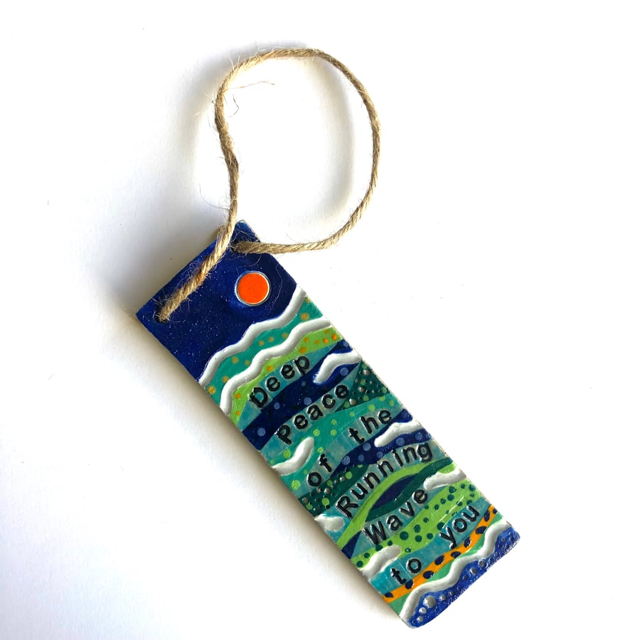 DEEP PEACE OF THE RUNNING WAVE CERAMIC STONEWARE HANGING PLAQUE