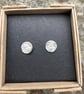 Eco Silver Textured Round Moon Stud Earrings - Image 5