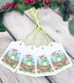 Christmas Frog on a log Gift Tags - set of 4 tags - Cute Frog