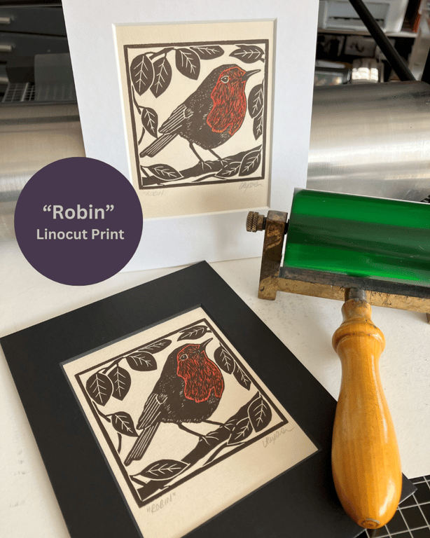 Lino Print - "Robin"