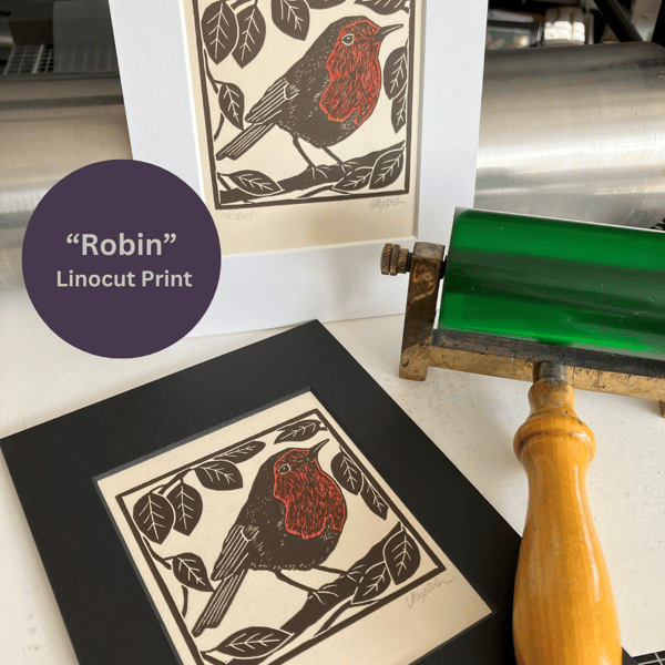Lino Print - "Robin"