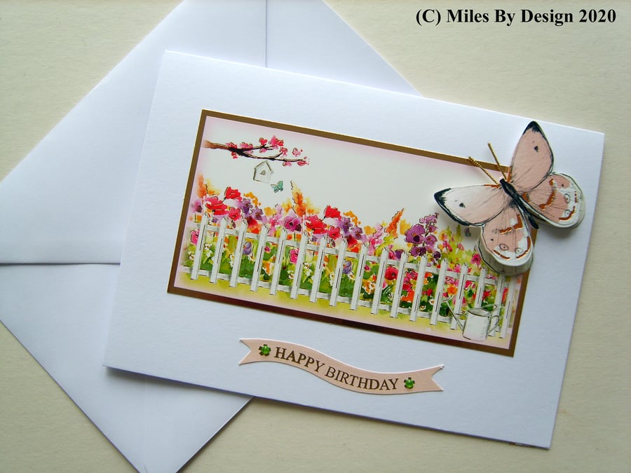 Butterfly Garden Theme Birthday Card