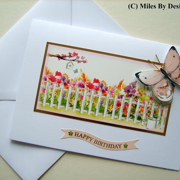 Butterfly Garden Theme Birthday Card