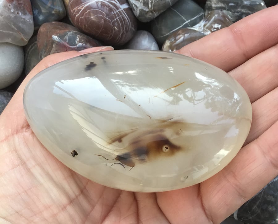 Lovely Polished Dendritic Agate Tumblestone Paperweight or Collectable.