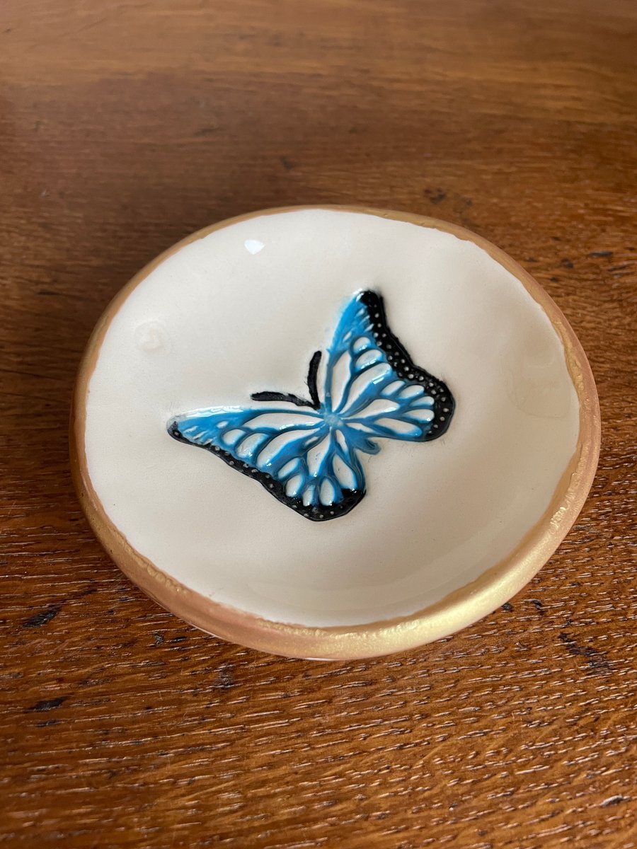 Perfectly Imperfect - gold rimmed ceramic butterfly trinket dishes